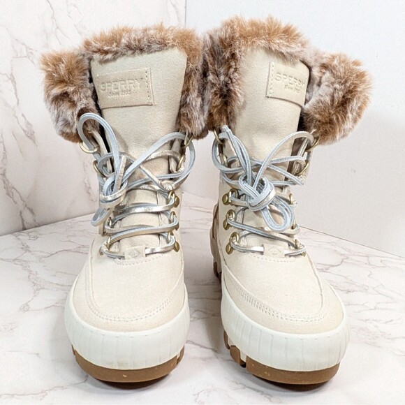 NEW Sperry Women's Torrent Waterproof Winter Lace Up Snow Boot Ivory Size 5 US - Picture 7 of 10